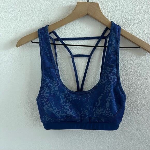 NWOT Anthropologie Daily Practice Sport Bra Blue Strappy XS - Picture 1 of 4
